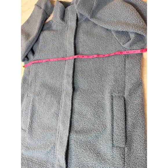 NWT Lands’ End Boucle Fleece Coat Pale Slate Blue Fuzzy Warm Fall Jacket Size 1X - Picture 9 of 13